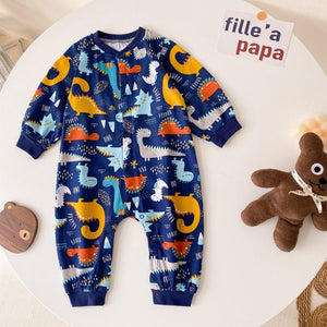 Little Wonders Children's Wear Jumpsuits Dinosaur Print Baby Jumpsuit