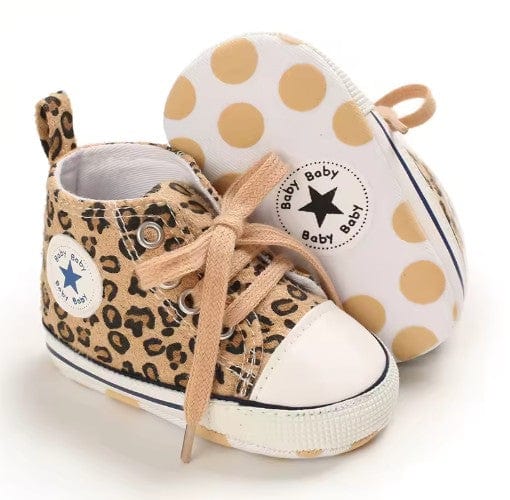 Little Wonders Children's Wear Shoes Lace Up Baby Canvas Sneakers - Animal Print