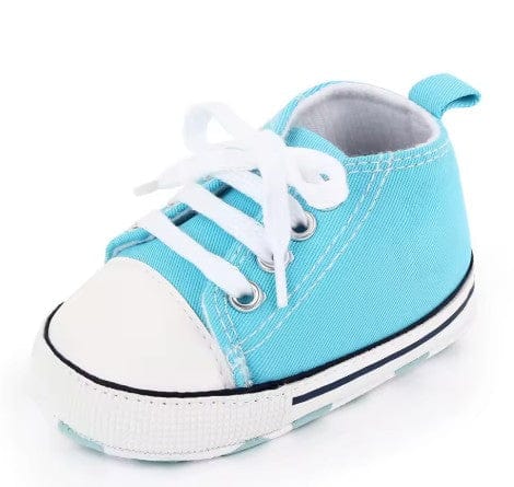 Little Wonders Children's Wear Shoes Lace Up Baby Canvas Sneakers - Aqua Blue