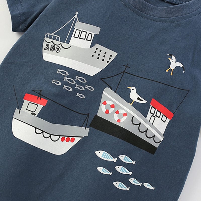 Little Wonders Children's Wear Shorts & Tops Boy's Boat Tee & Striped Shorts
