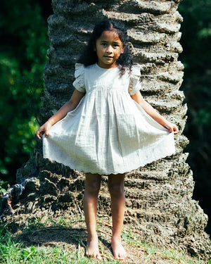BABU Dresses Muslin Charlotte Dress Short Sleeve - Vanilla