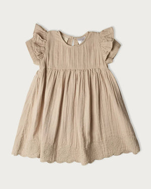 BABU Dresses Muslin Charlotte Dress Short Sleeve - Oat