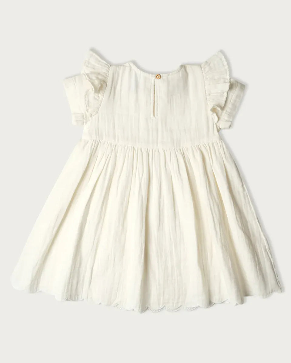 BABU Dresses Muslin Charlotte Dress Short Sleeve - Vanilla