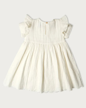BABU Dresses Muslin Charlotte Dress Short Sleeve - Vanilla