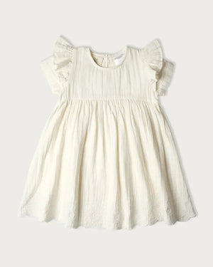 BABU Dresses Muslin Charlotte Dress Short Sleeve - Vanilla