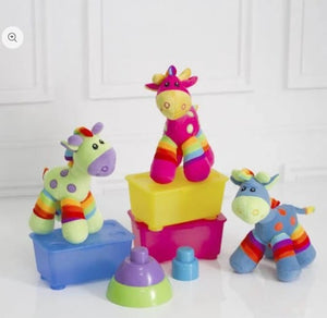 Little Wonders Children's Wear Accessories Giraffe Rattle Plush Toy in 5 colour combinations