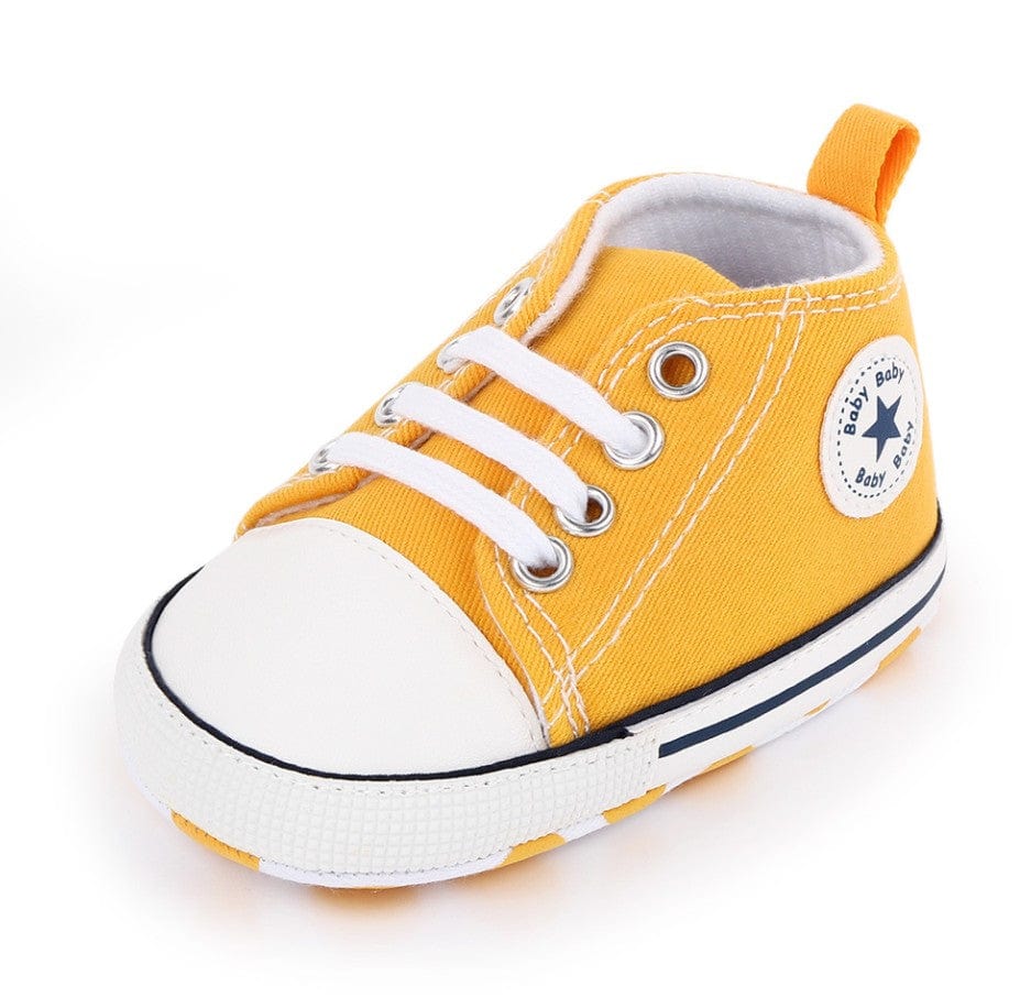 Little Wonders Children's Wear Shoes Lace Up Baby Canvas Sneakers - Golden Yellow