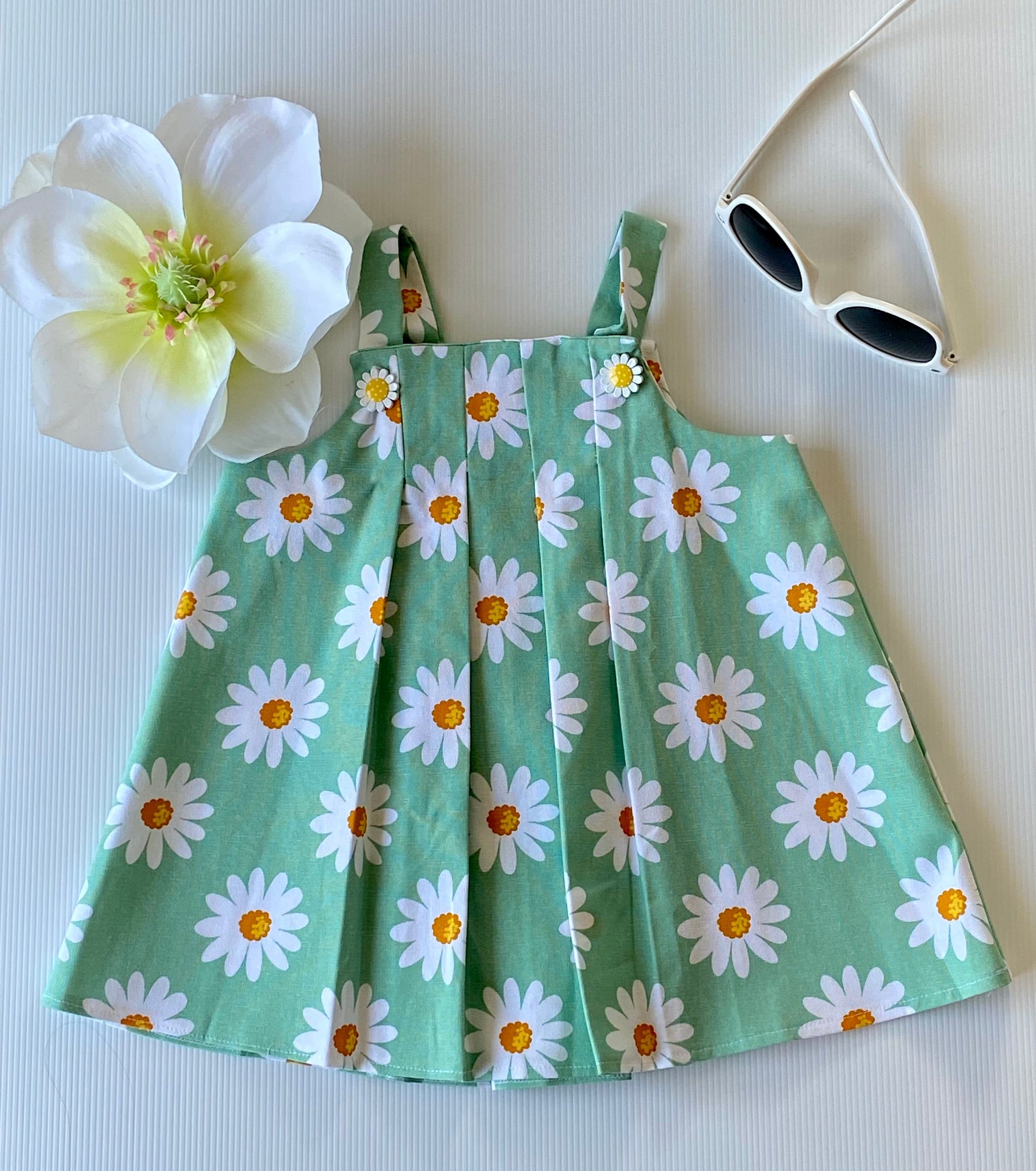 Green Daisy Dress - The Original Daisy A Day Dress - Little Wonders Children's Wear Green Daisy Dress - The Original Daisy A Day Dress - Little Wonders Children's Wear