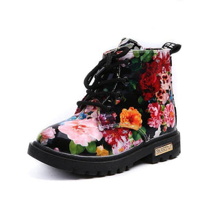 Little Wonders Children's Wear Shoes Kids Flower Boots - Black