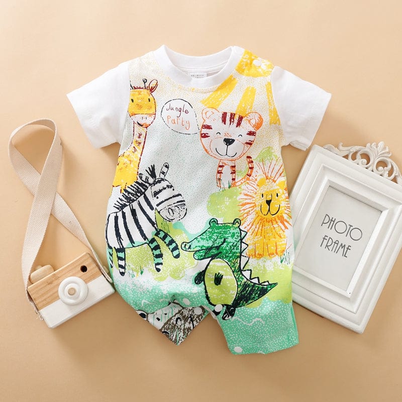 LITTLE WONDERS CHILDREN'S WEAR Jumpsuits Jungle Animal Print Baby Onesie