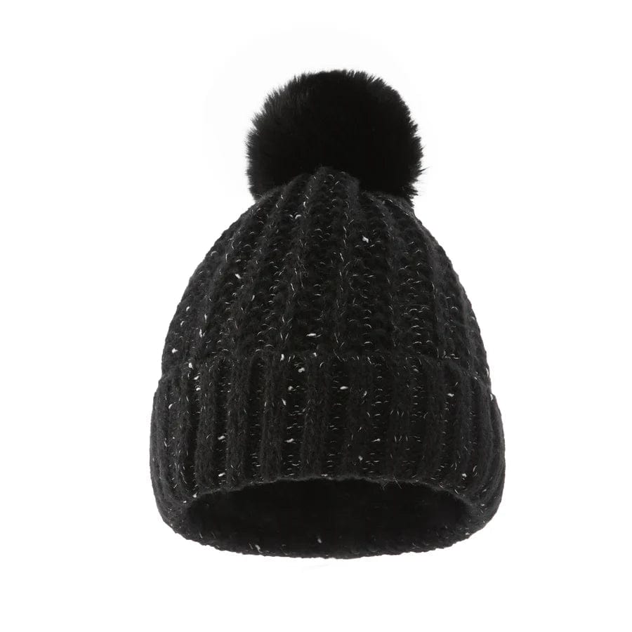 Little Wonders Children's Wear Hats Black Knitted Beanie (plush fleece lining)