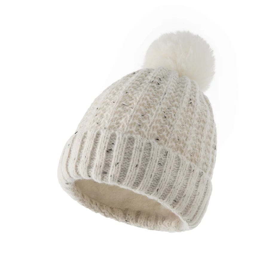 Little Wonders Children's Wear Hats White Knitted Beanie (plush fleece lining)