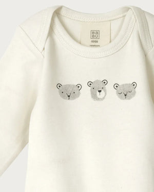 Fingerprint Bears Long Sleeve Organic Body Suit