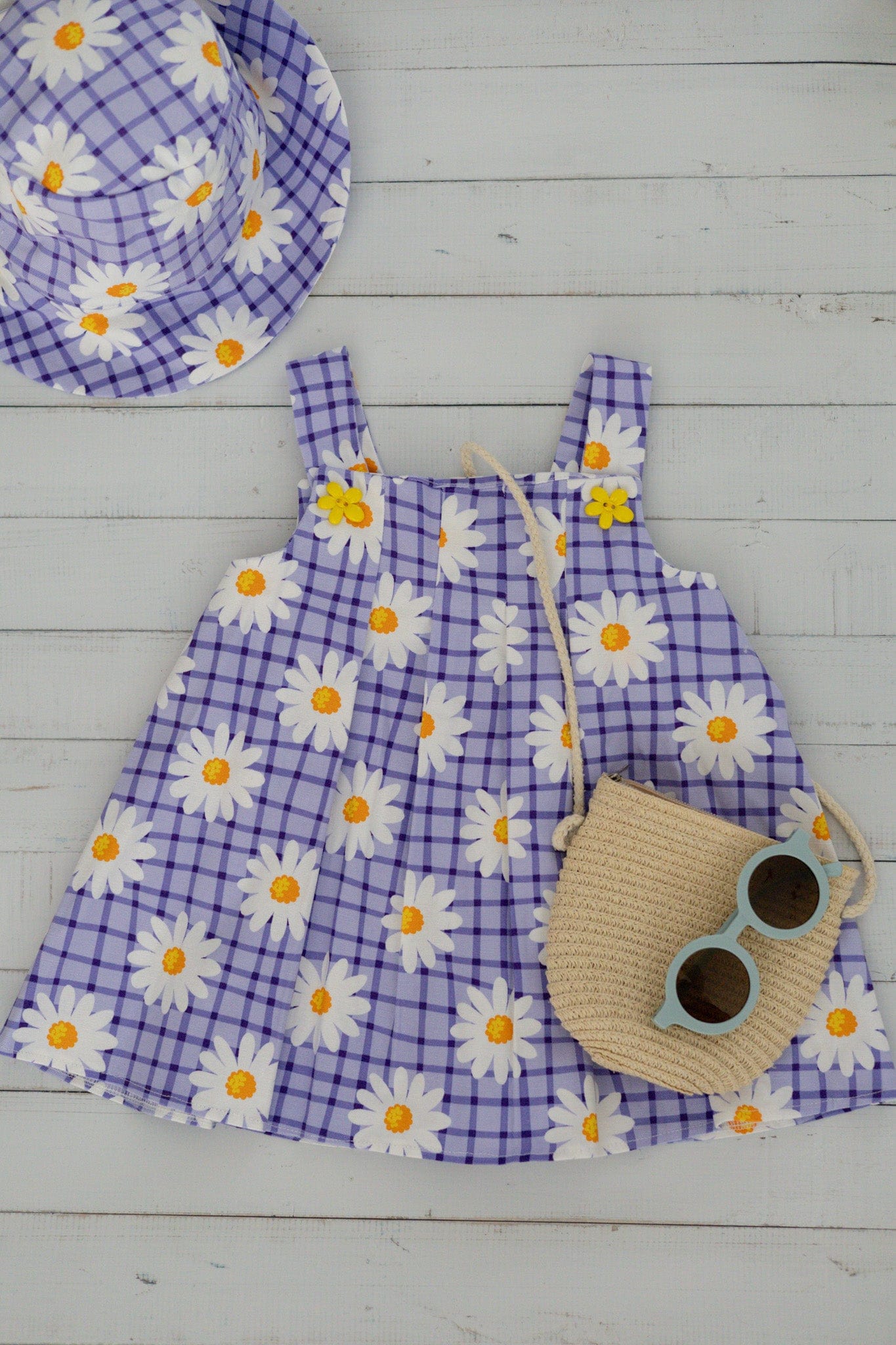 Daisy Dress in Purple & Check