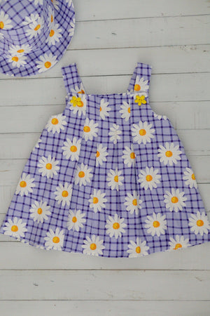 Mirrabooka Kidz Dresses Girl's Daisy Dress in Purple & Check