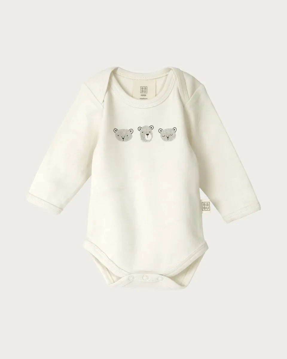 BABU Jumpsuits Fingerprint Bears Long Sleeve Organic Body Suit
