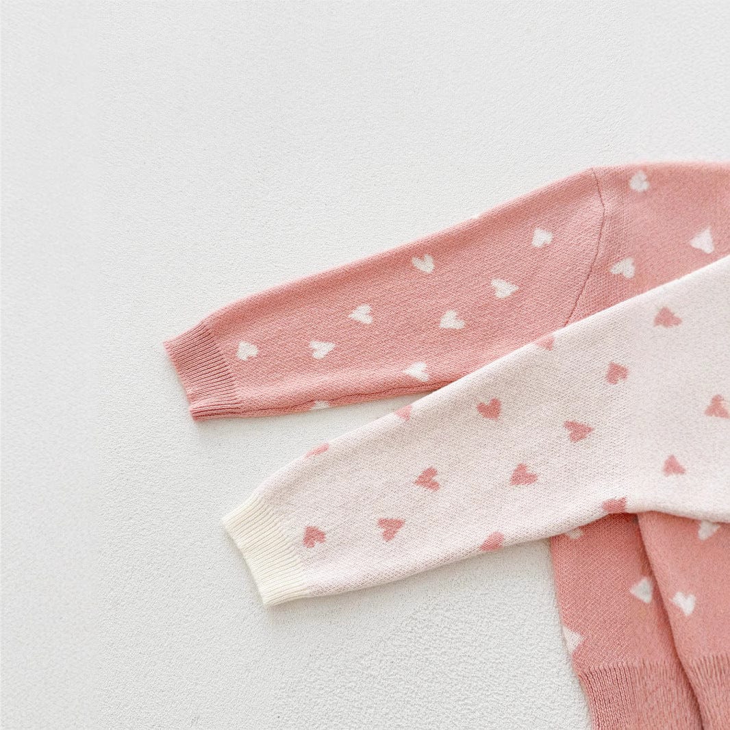 Little Wonders Children's Wear Sweaters Heart Motif Cardigan in Pink or White 100% Knitted Cotton