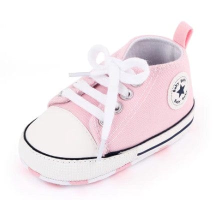 LITTLE WONDERS CHILDREN'S WEAR Shoes Lace Up Baby Canvas Sneakers - Pastel Pink