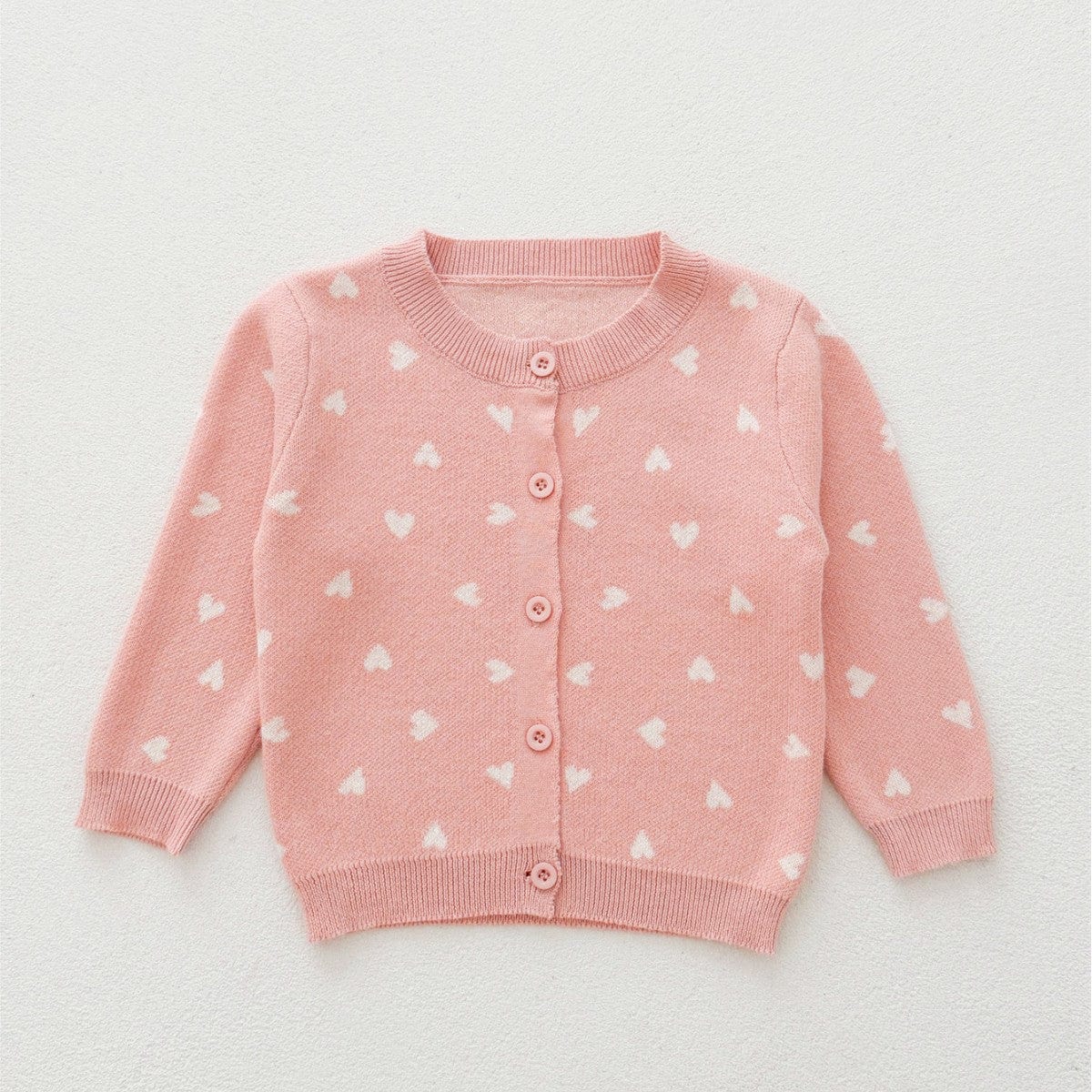 Little Wonders Children's Wear Sweaters 2-3 years / Pink Heart Motif Cardigan in Pink or White 100% Knitted Cotton