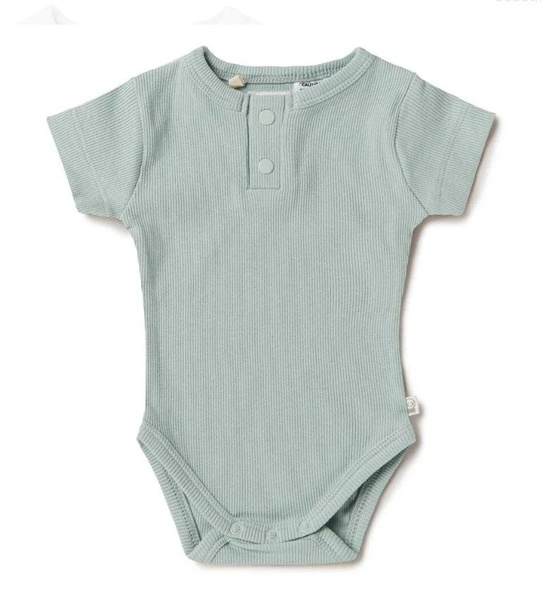 Snuggle Hunny Jumpsuits Sage Short Sleeve Organic Body Suit