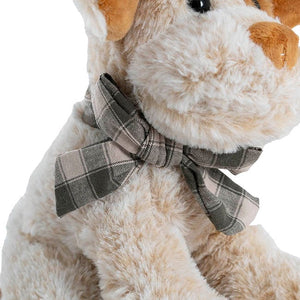 Little Wonders Children's Wear Accessories Beige Soft Toy Puppy with Checked Bow