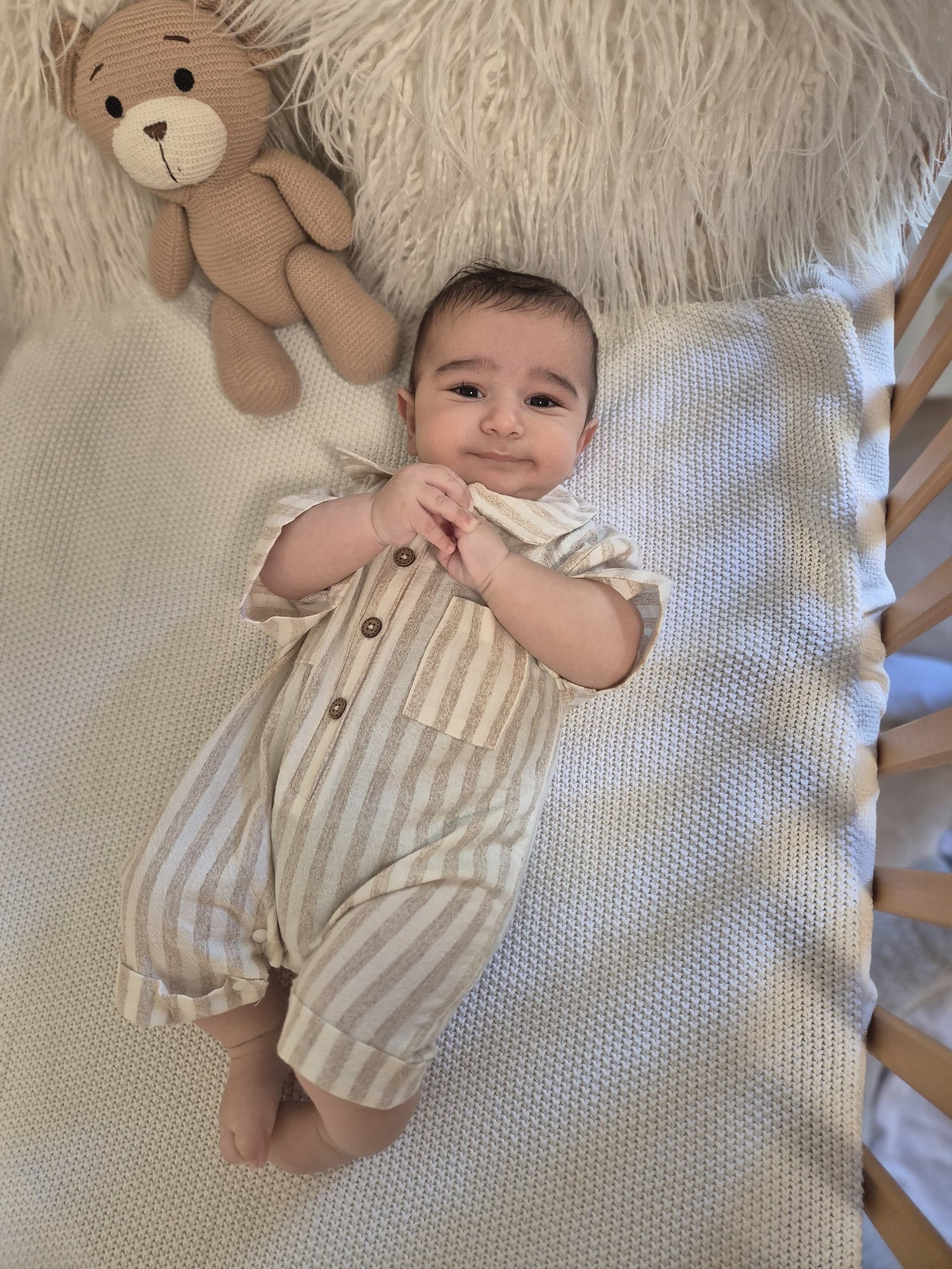 Little Wonders Children's Wear Jumpsuits 3-6 months / Grey Baby Short Sleeve Collared Romper