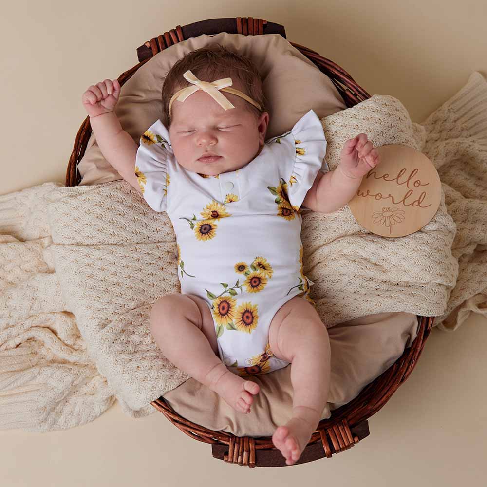 Snuggle Hunny Jumpsuits Sunflower Short Sleeve Organic Bodysuit with Frill