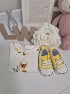 Little Wonders Children's Wear Shoes Lace Up Baby Canvas Sneakers - Sunny Yellow