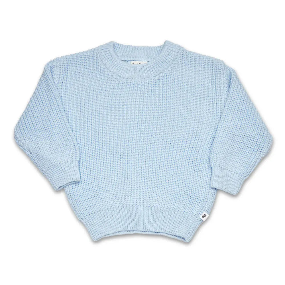 Snuggle Hunny Sweaters 100% Organic Knitted Cotton Sweater - Baby Blue