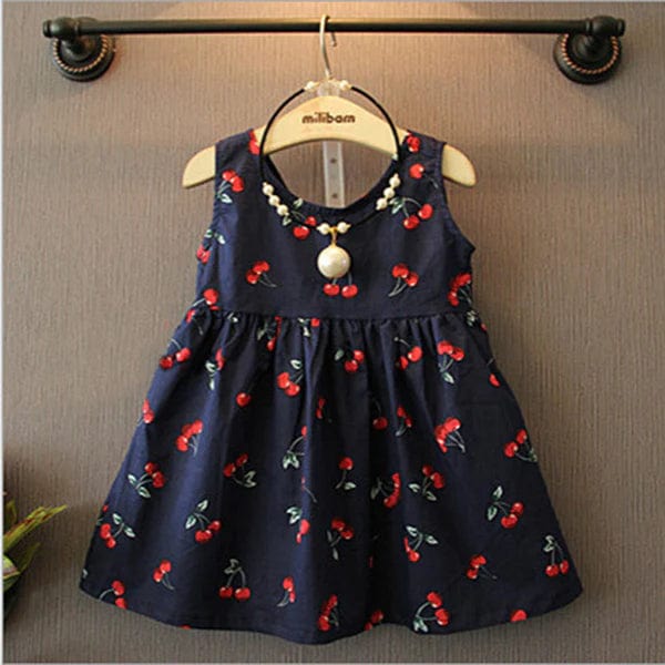 Pat Pat Dresses Sweet Cherry Dress - Blue