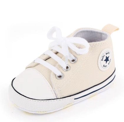 LITTLE WONDERS CHILDREN'S WEAR Shoes Lace Up Baby Canvas Sneakers - Neutral Cream