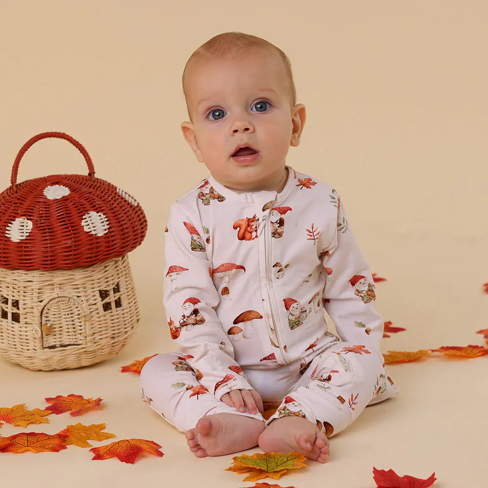 Snuggle Hunny Jumpsuits Gnomes Long Sleeve Organic Bodysuit with Zip