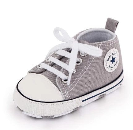LITTLE WONDERS CHILDREN'S WEAR Shoes Lace Up Baby Canvas Sneakers - Grey