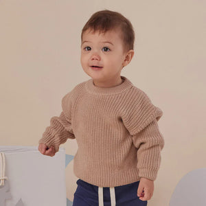 Snuggle Hunny Sweaters 100% Organic Knitted Cotton Sweater - Hazelnut