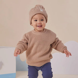 Snuggle Hunny Sweaters 100% Organic Knitted Cotton Sweater - Hazelnut