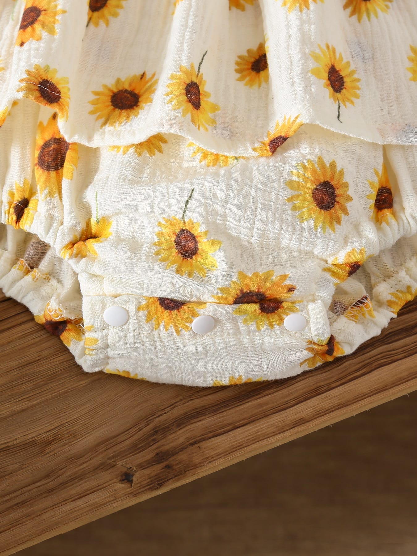 Sunflower Smocked Romper Dress & Matching Sun Hat
