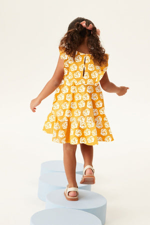 Little Wonders Children's Wear Dresses Orange & White Rose Print Dress