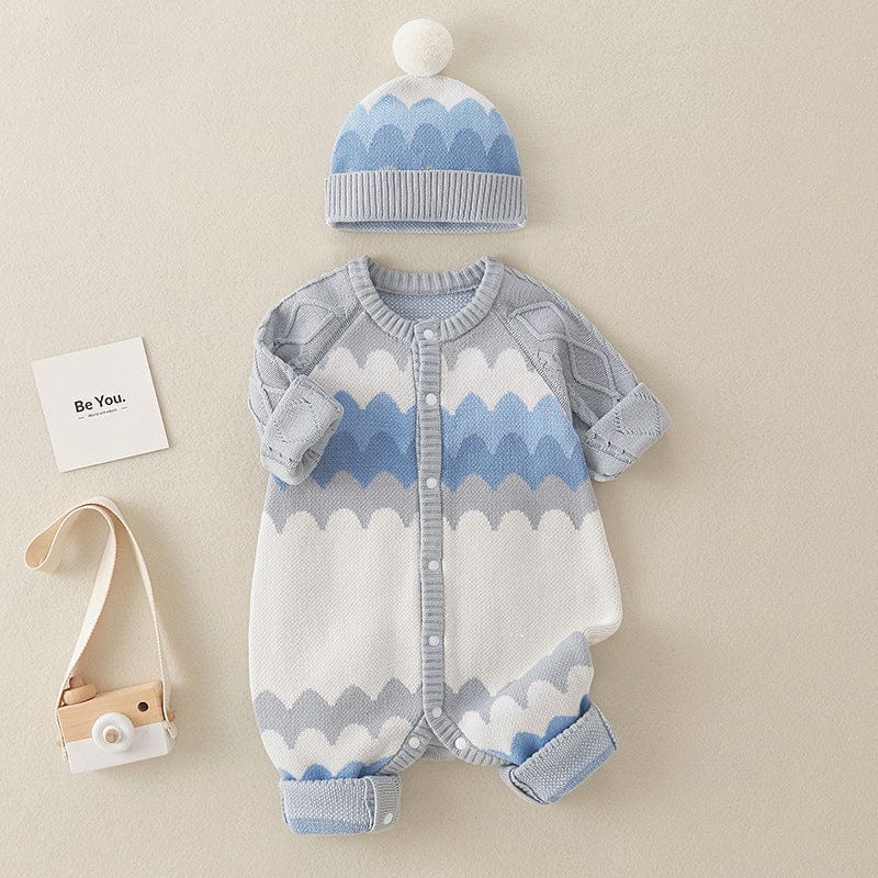 Little Wonders Children's Wear Jumpsuits Argyle Inspired Jumpsuit & Beanie in 100% Knitted Cotton