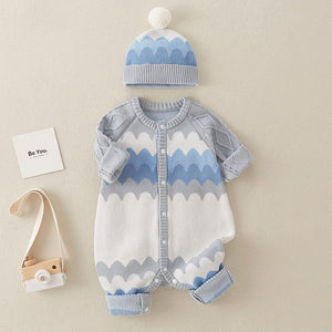 Little Wonders Children's Wear Jumpsuits Argyle Inspired Jumpsuit & Beanie in 100% Knitted Cotton