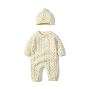 Little Wonders Children's Wear Jumpsuits 0-3 months / Cream Cable Knit Jumpsuit 100% Cotton in 3 colours