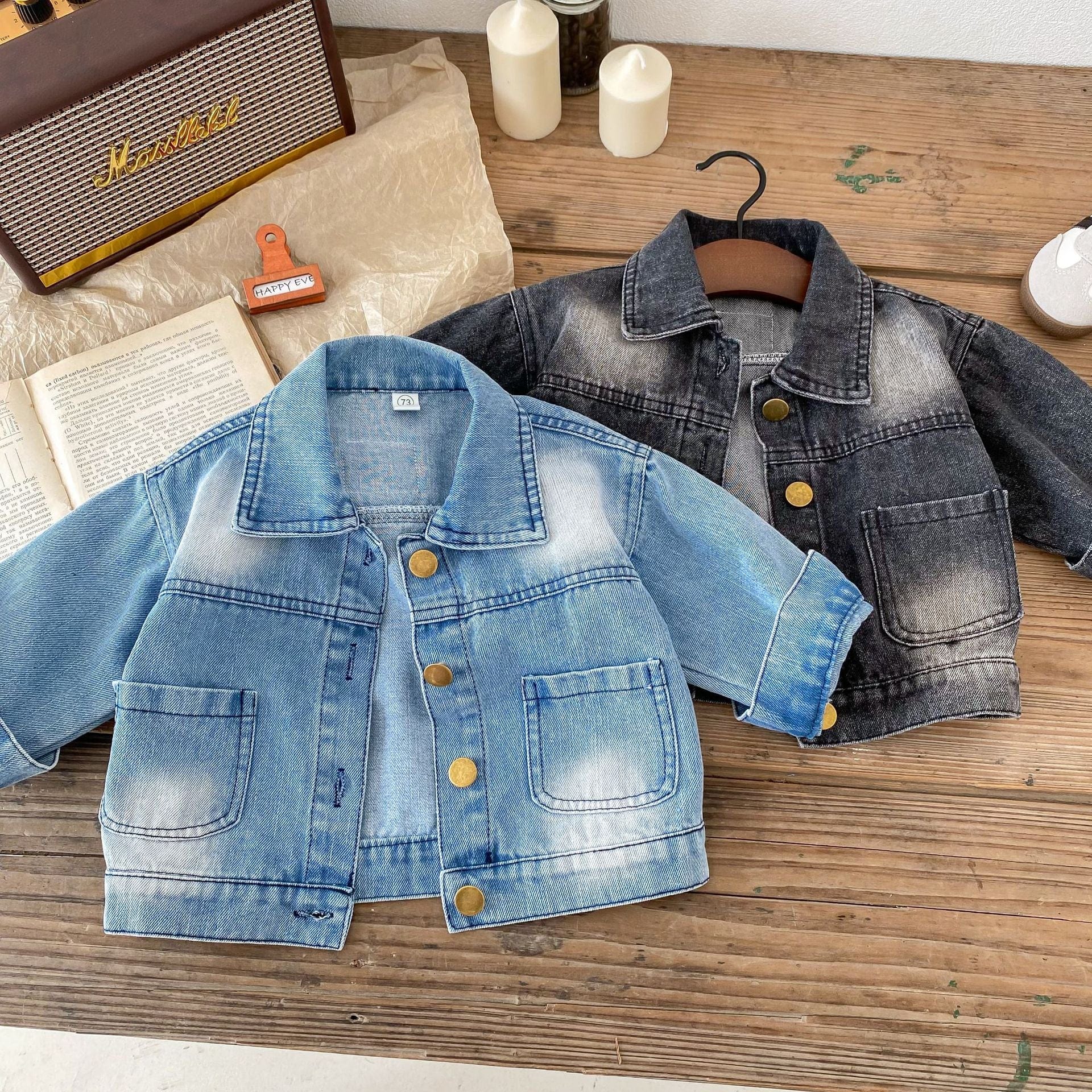 Denim Long Sleeve Jacket - Blue or Black