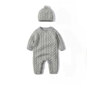 Little Wonders Children's Wear Jumpsuits 0-3 months / Grey Cable Knit Jumpsuit 100% Cotton in Navy or Grey