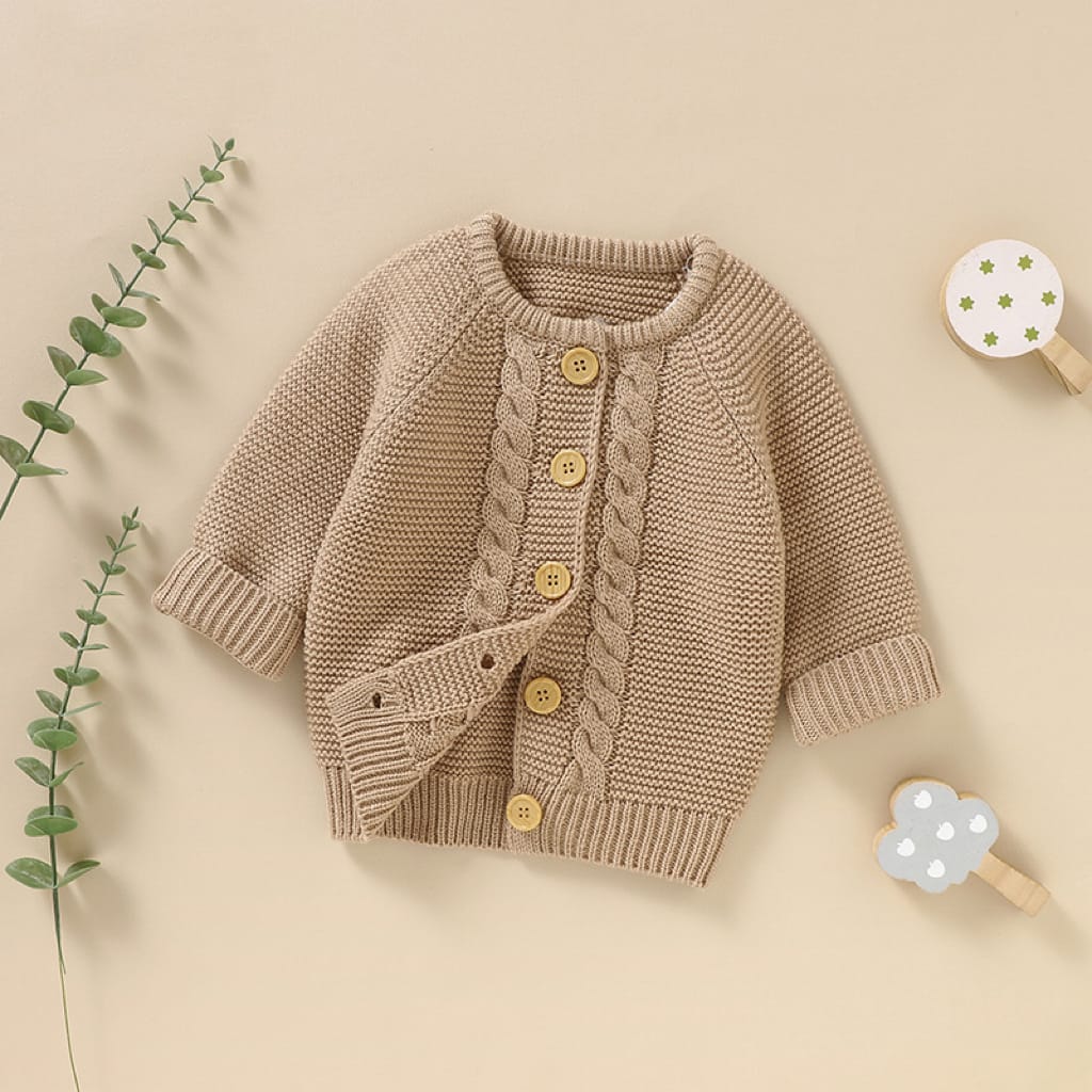 Little Wonders Children's Wear Sweaters Basic Essential Cardigan - Taupe