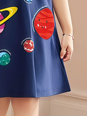 Little Wonders Children's Wear Dresses Galaxy & Planets Short Sleeve Dress