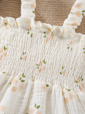LITTLE WONDERS CHILDREN'S WEAR Dresses Floral Smocked Romper Dress & Matching Sun Hat