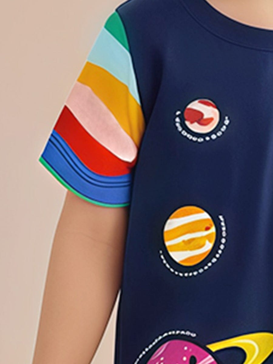 Little Wonders Children's Wear Dresses Galaxy & Planets Short Sleeve Dress