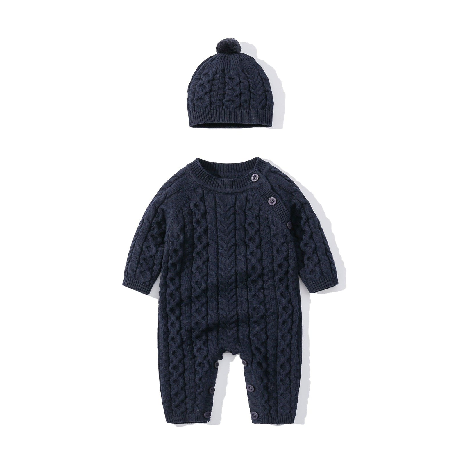 Little Wonders Children's Wear Jumpsuits Cable Knit Jumpsuit 100% Cotton in Navy Blue