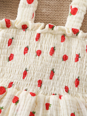 LITTLE WONDERS CHILDREN'S WEAR Dresses Strawberry Smocked Romper Dress & Matching Sun Hat