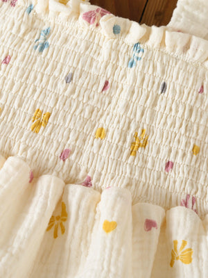 LITTLE WONDERS CHILDREN'S WEAR Dresses Bows & Geometrics Smocked Romper Dress & Matching Sun Hat