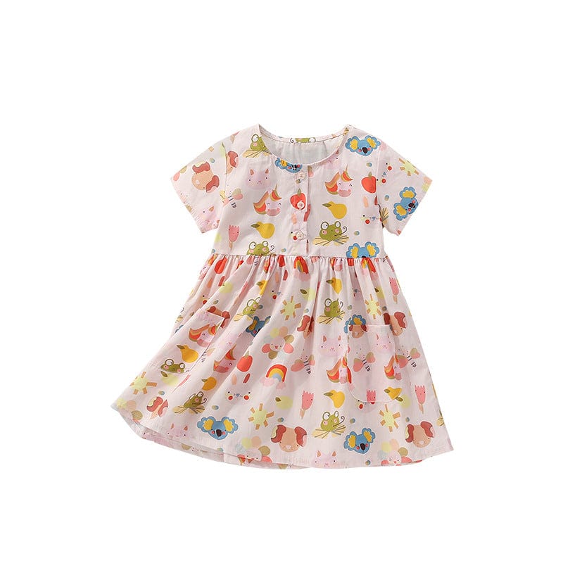 Little Wonders Children's Wear Dresses Short Sleeve Rainbow, Unicorn, Animals & Flower Dress
